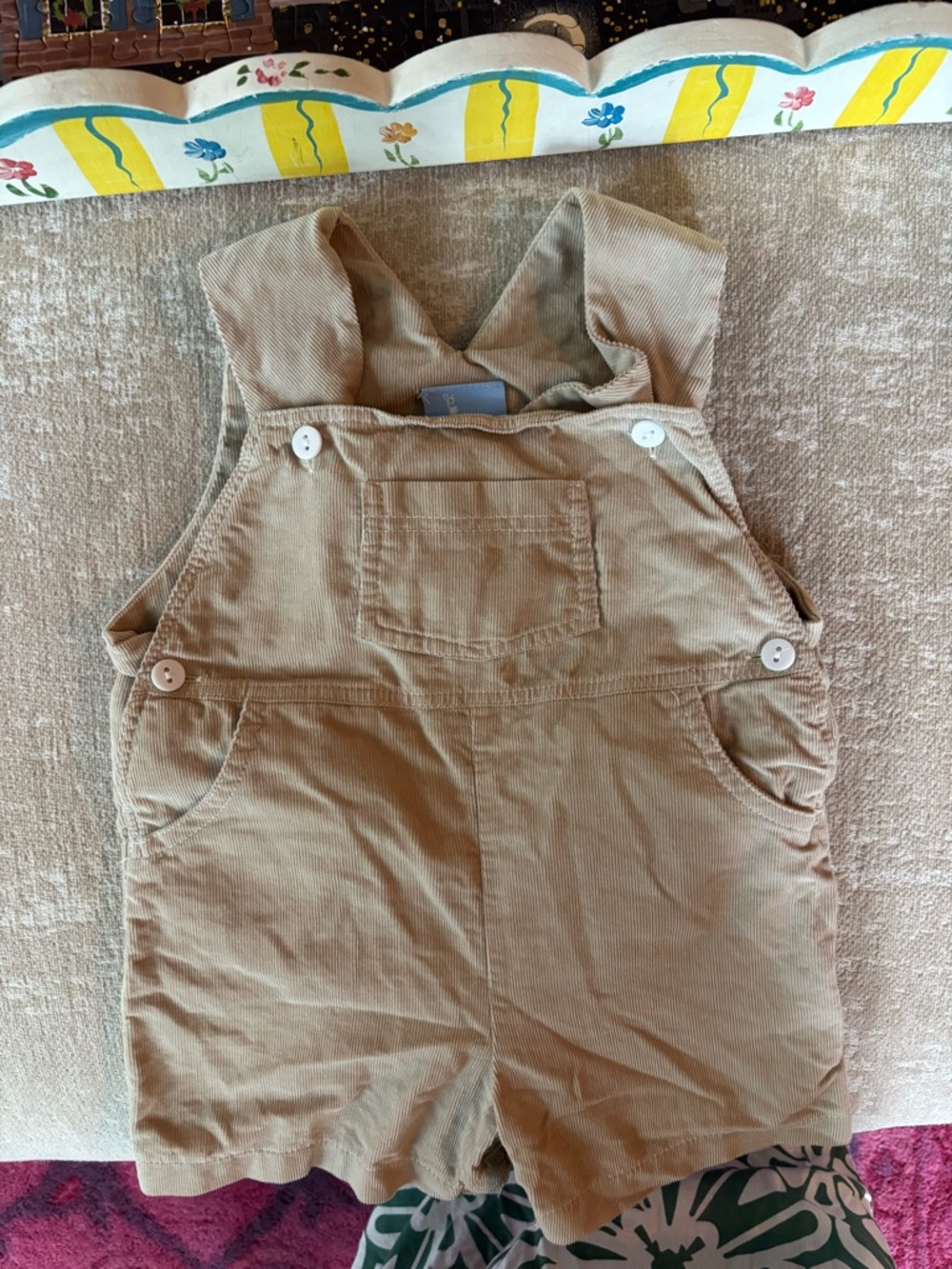 bella bliss Tan Corduroy Short Overalls